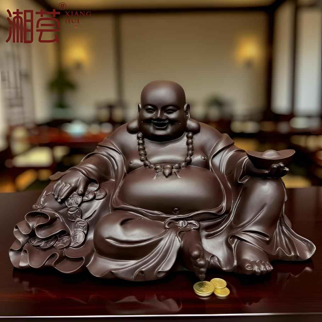 Laughing Buddha Statue Maitreya Buddha Figurine – Feng Shui Sculpture for Home Office Decor