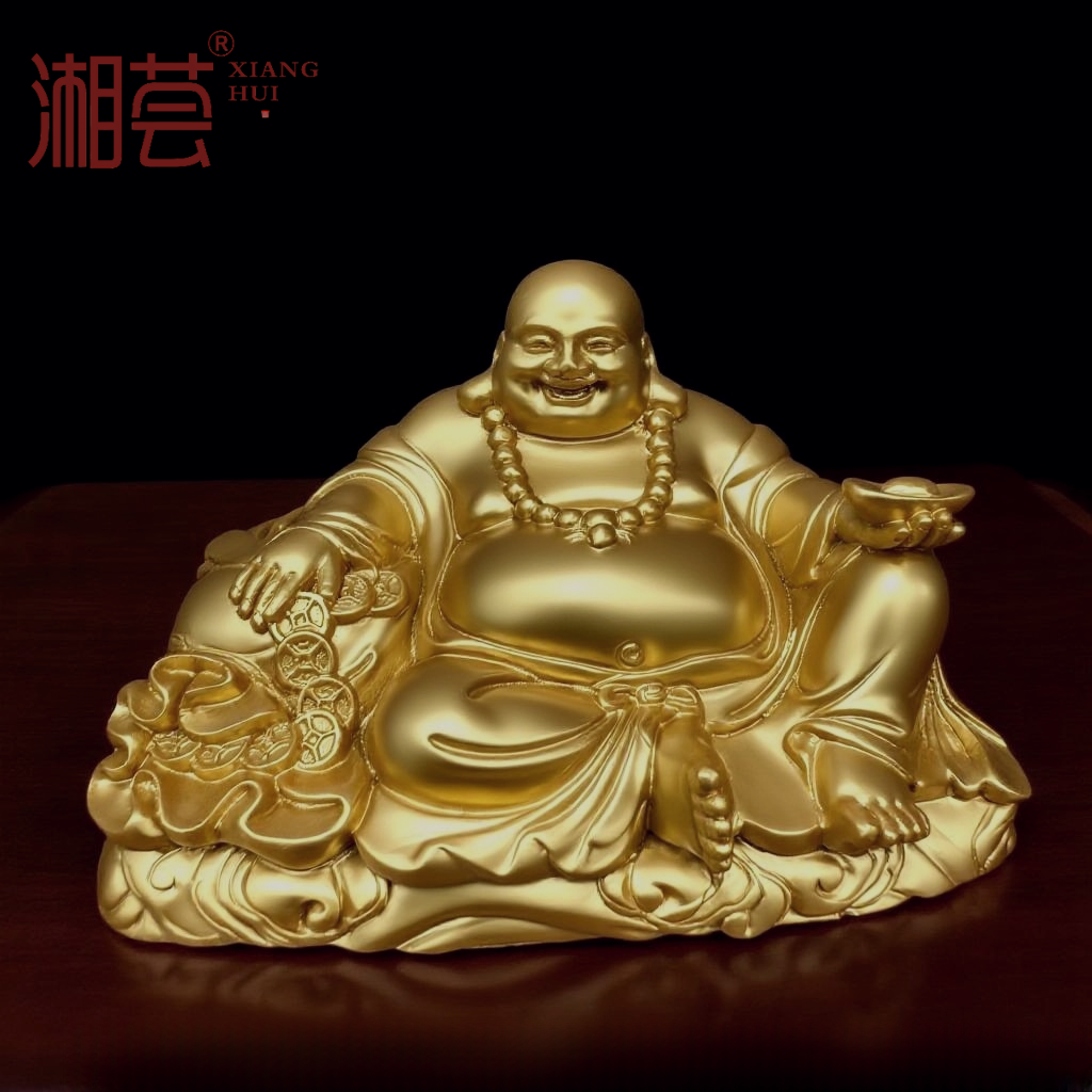 Laughing Buddha Statue Maitreya Buddha Figurine – Feng Shui Sculpture for Home Office Decor